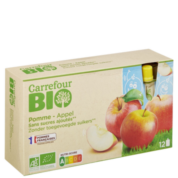 Gourdes de Compote Bio de Pomme sans sucres ajoutés de CARREFOUR BIO
