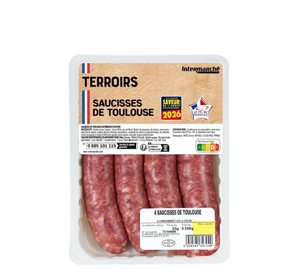 Saucisses de Toulouse TERROIRS de INTERMARCHE