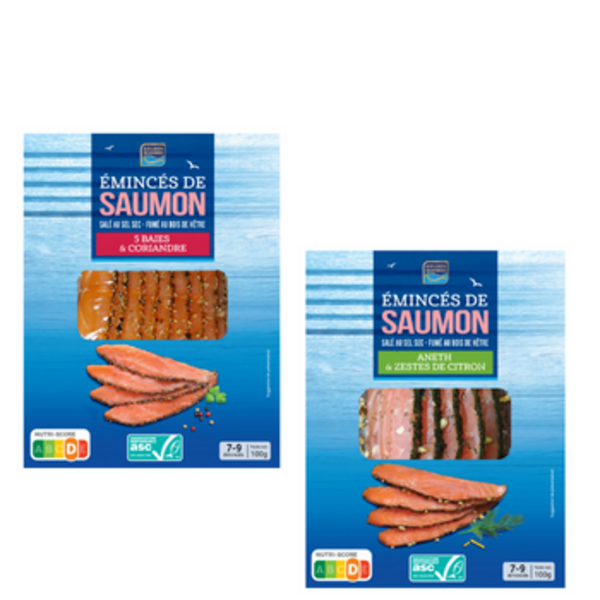 Émincés de Saumon Fumé 5 baies ou Aneth Citron de GOLDEN SEAFOOD