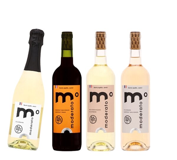 Gamme sans alcool : Rosé, Rouge, Blanc & Pétillant 0% Cuvée Originale de MODERATO