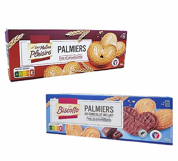 Biscuits palmiers feuilletés & feuilletés chocolat BISCOTTO de ALDI