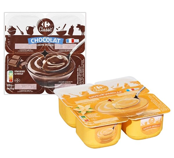 CREME DESSERT CHOCOLAT VANILLE CHOCOLAT/NOISETTES de CARREFOUR CLASSIC'