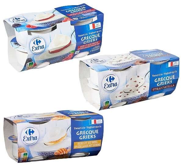 Yaourt à la grecque stracciatella et sur Lit de fruits de CARREFOUR EXTRA