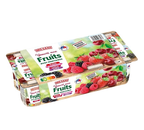 YAOURTS AUX FRUITS ROUGES MORCEAUX, MILSANI de Aldi